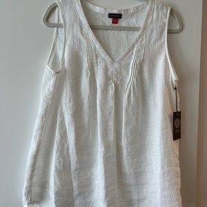 Vince Camuto Boho Linen Ultra White sleeveless top. NWT, size Medium.
